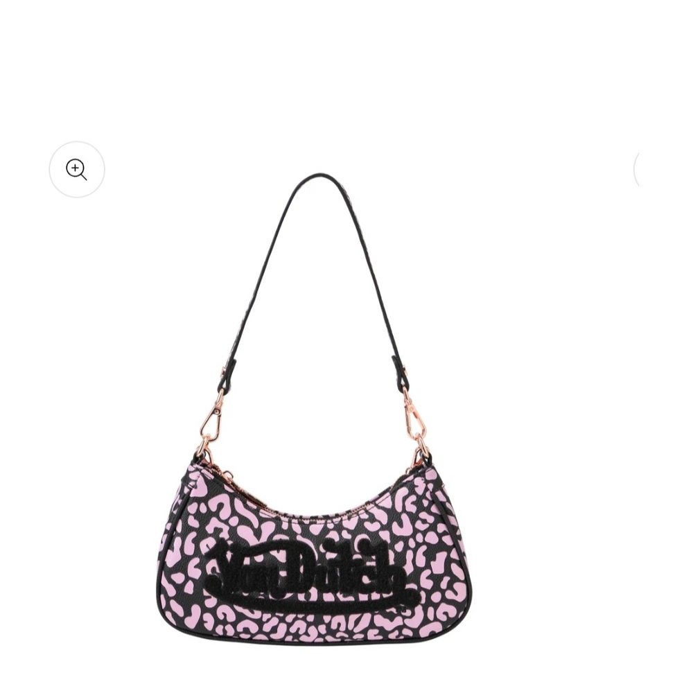 NWT Von Dutch Light Pink and Black Cheetah Print Shoulder Bag